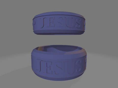 Couples Jesus Cross Band Ring 3D Model