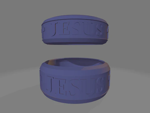 Couples Jesus Cross Band Ring 3D Print Model