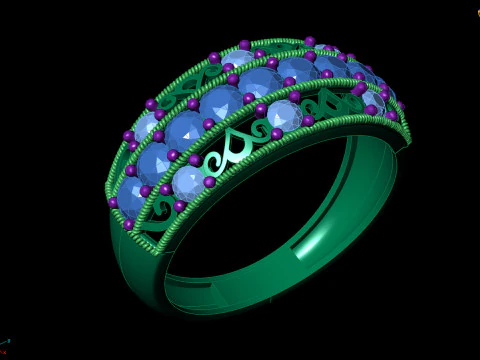 Elegant Gemstone Band Ring 3D Print Model