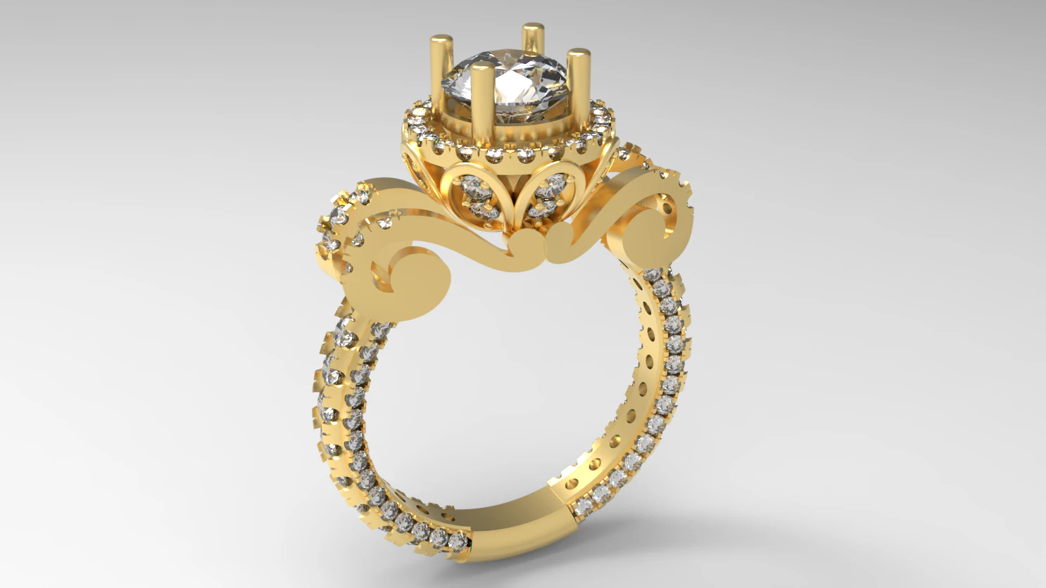 Elegant Gemstone Ring 3D Print Model .c4d .max .obj .3ds .fbx .stl .blend 