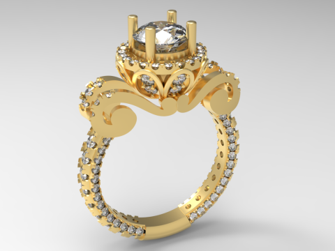 Elegant Gemstone Ring Modello 3D