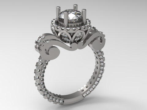 Elegant Gemstone Ring 3D Modell