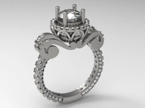 Elegant Gemstone Ring 3D Print Model
