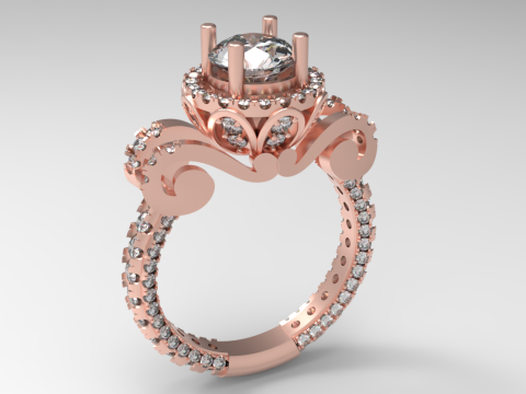 Elegant Gemstone Ring 3D Modell