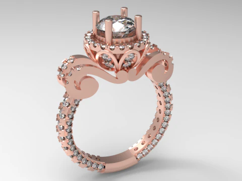 Elegant Gemstone Ring 3D Print Model