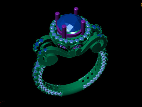 Elegant Gemstone Ring 3D Modell