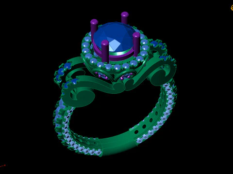 Elegant Gemstone Ring 3D Print Model