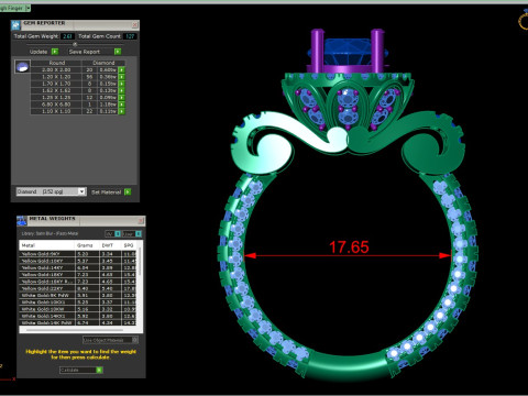 Elegant Gemstone Ring 3D Modell