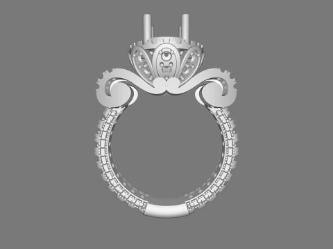 Elegant Gemstone Ring 3D Print Model