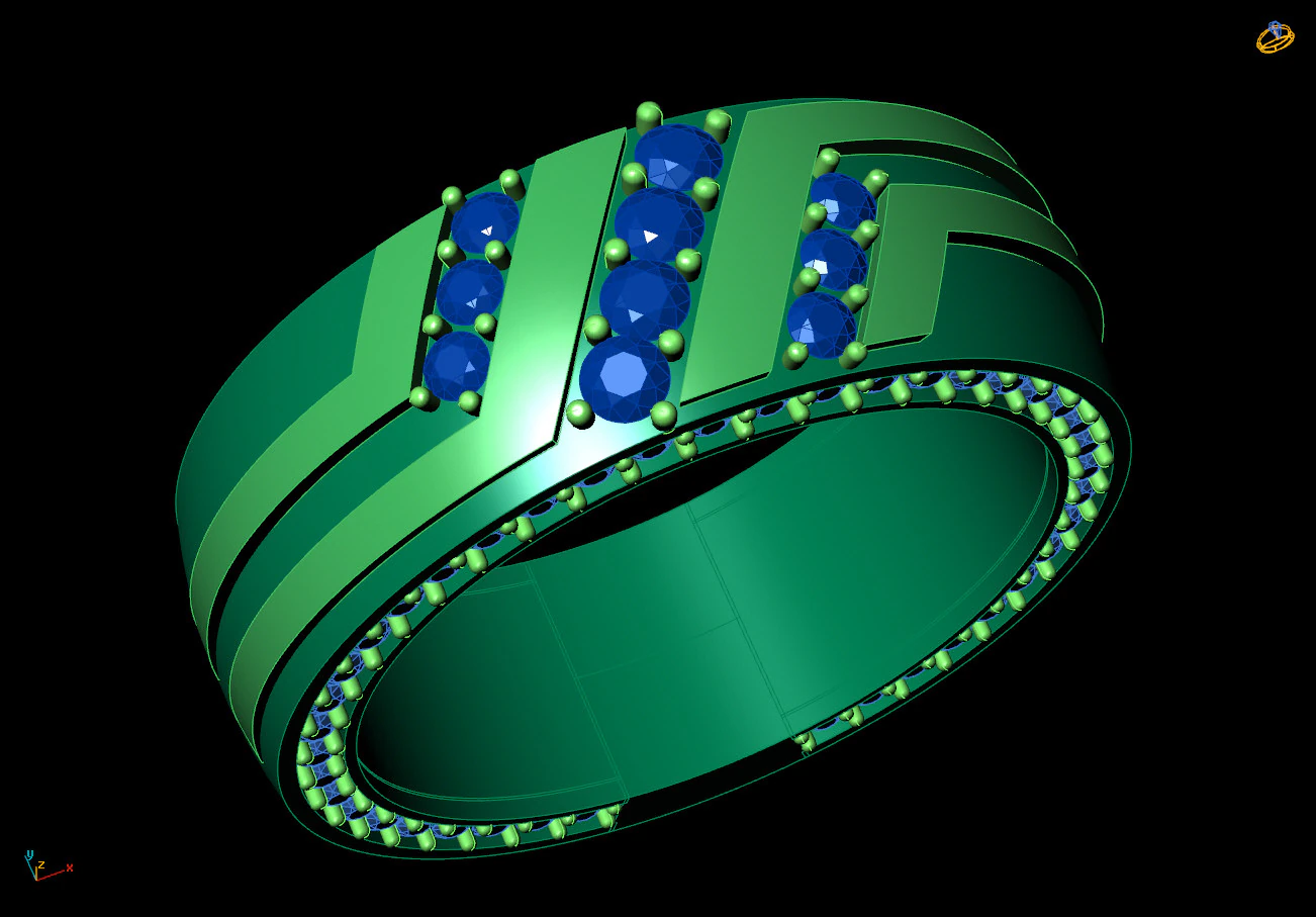 Gemstone Band 3 3D Print Model .c4d .max .obj .3ds .fbx .stl .blend 