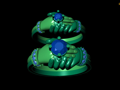Hand Holding Couple Ring Romantic Matching Band for Couples 3D मॉडल