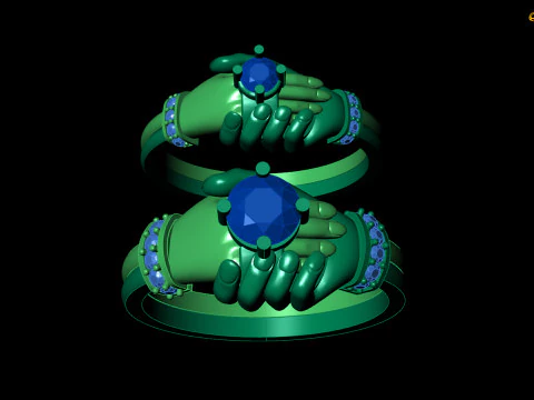M&atilde;o Segurando Anel De Casal Alian&ccedil;a Rom&acirc;ntica Para Casais Modelo de Impressão 3D