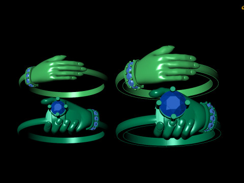Hand Holding Couple Ring Romantic Matching Band for Couples Modello 3D
