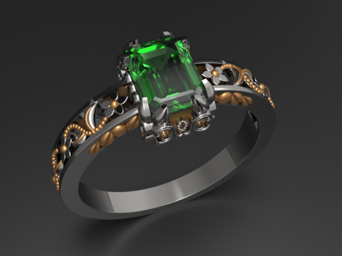 Single Stone Ring with Plain Design on Sides Elegant Minimal 3D Модель