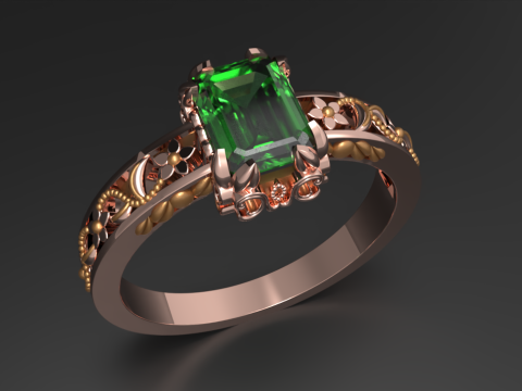 Single Stone Ring with Plain Design on Sides Elegant Minimal 3D Модель