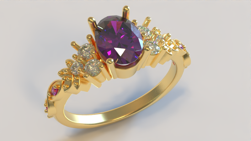 Engagement Ring with Multiple Stones 3D Model .c4d .max .obj .3ds .fbx .stl .blend 