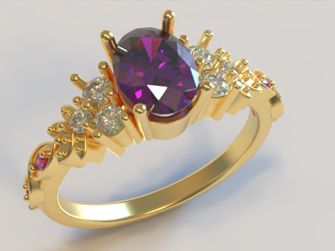 Engagement Ring with Multiple Stones 3D Модель