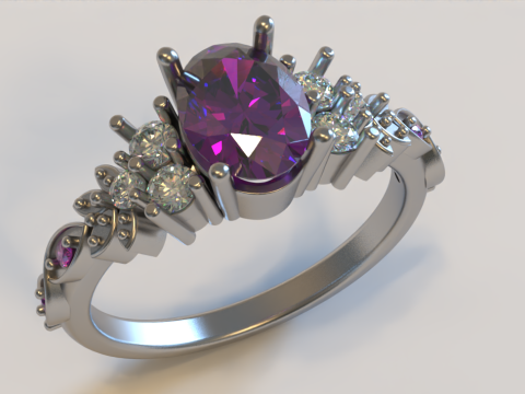 Engagement Ring with Multiple Stones 3D Model