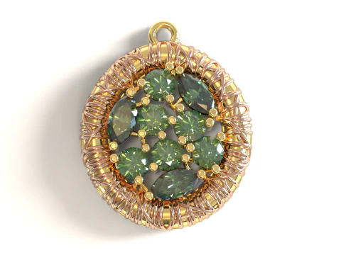 Joias CAD 3D com design de pingente de pedra preciosa Modelo de Impressão 3D