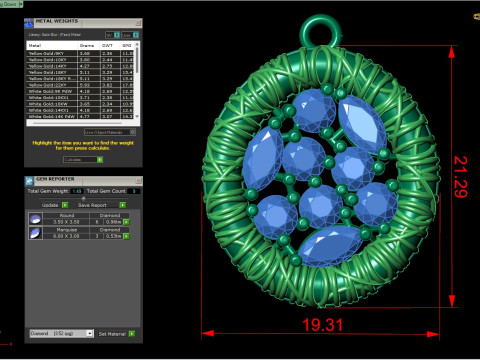 Gemstone Pendant Design 3D CAD Jewelry 3D 모델