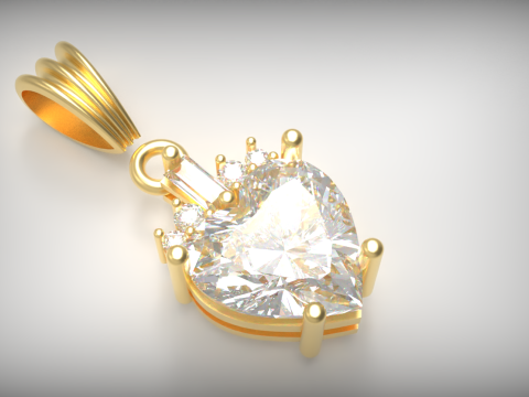 Heart-Shaped Pendant Model 3D