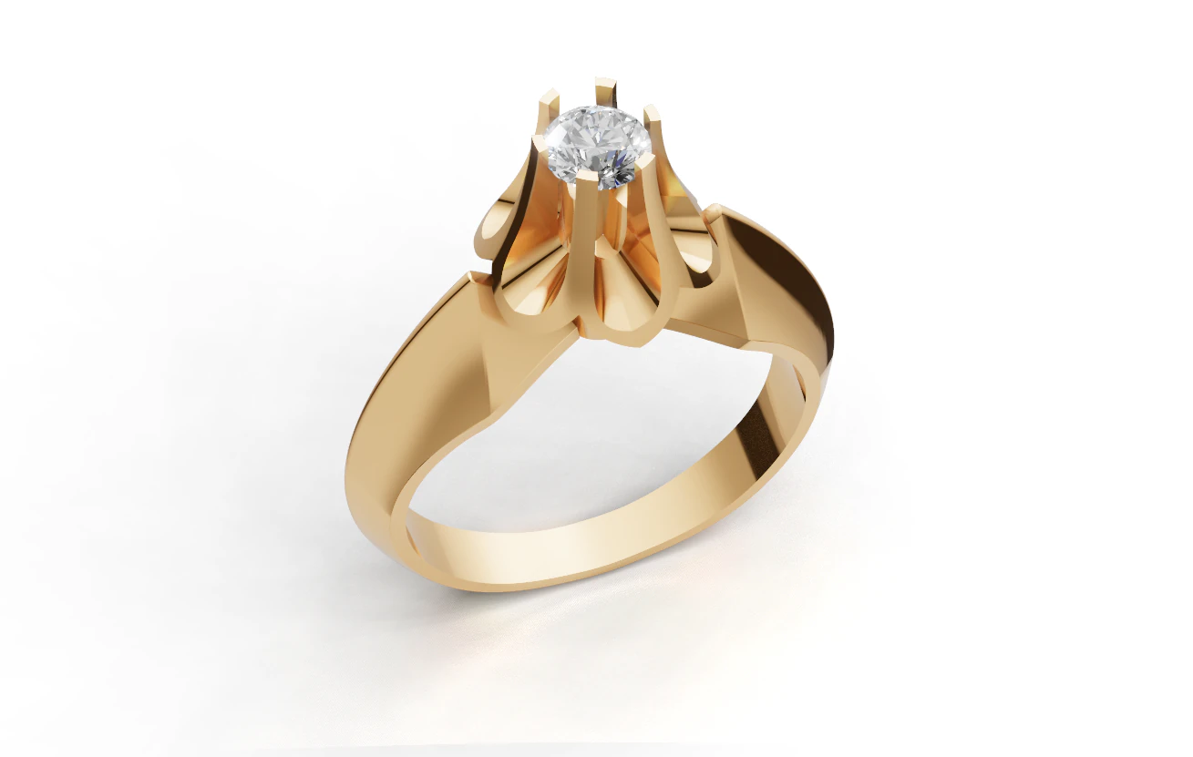Elegant Solitaire Ring Design 3D Print Model .c4d .max .obj .3ds .fbx .stl .blend 