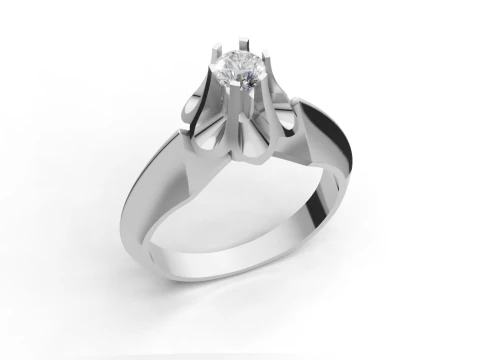 Elegant Solitaire Ring Design 3D Print Model