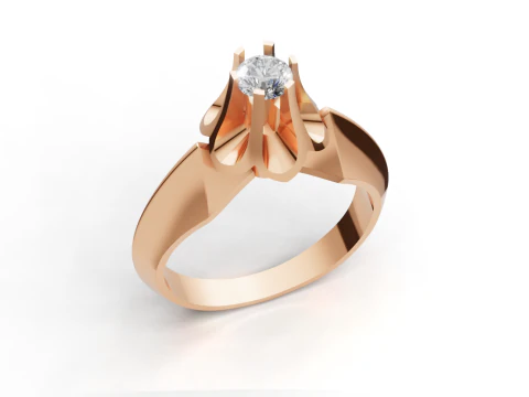 Elegant Solitaire Ring Design 3D Print Model