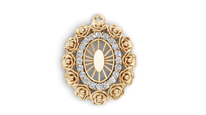 Floral Gemstone Pendant Design 3D Modell .c4d .max .obj .3ds .fbx .stl .blend