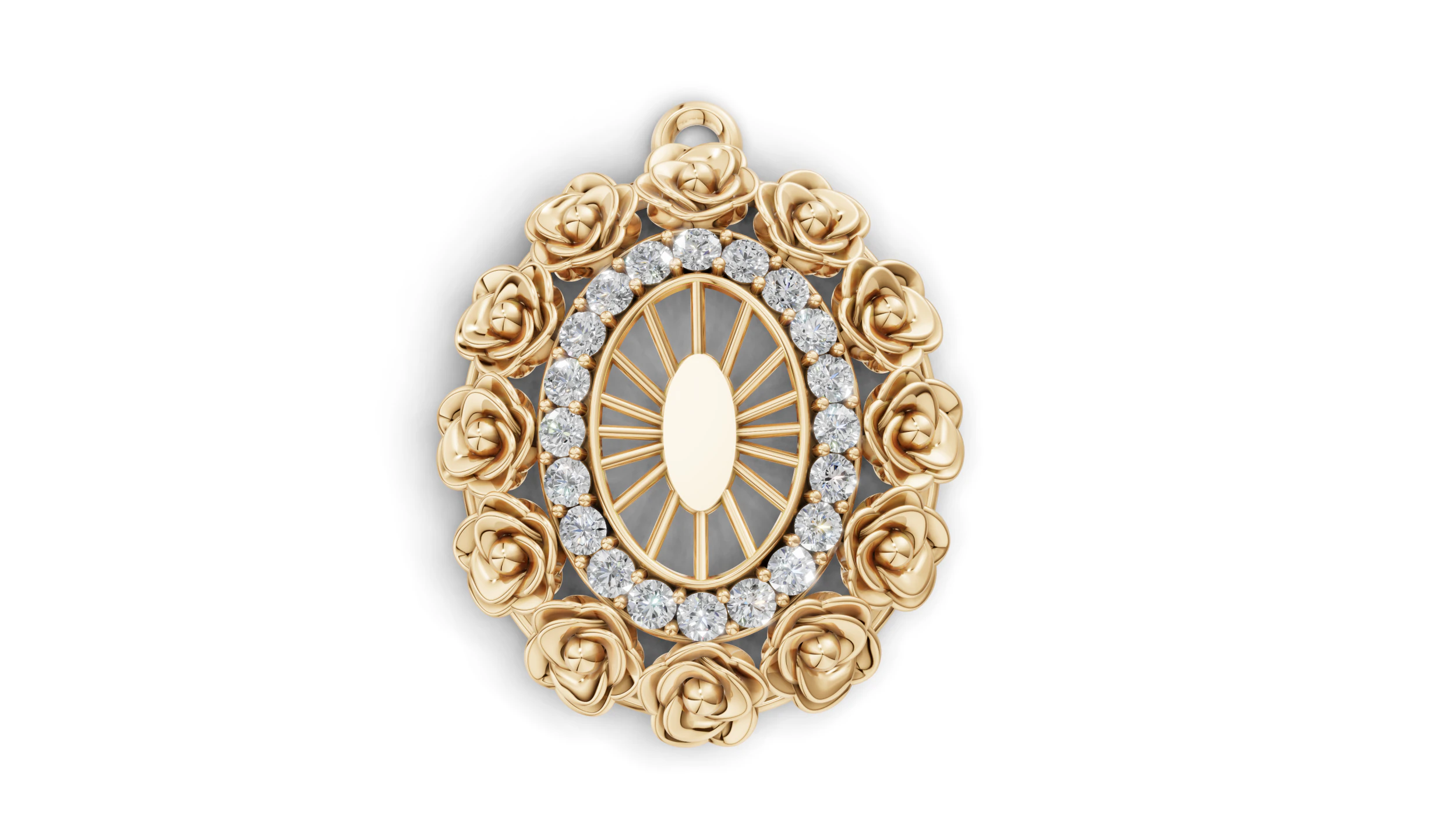Floral Gemstone Pendant Design 3D Print Model .c4d .max .obj .3ds .fbx .stl .blend