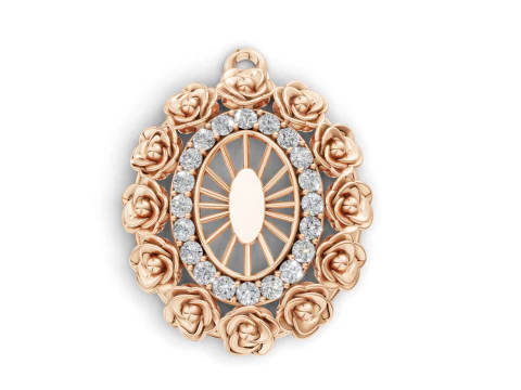 Floral Gemstone Pendant Design 3D Print Model