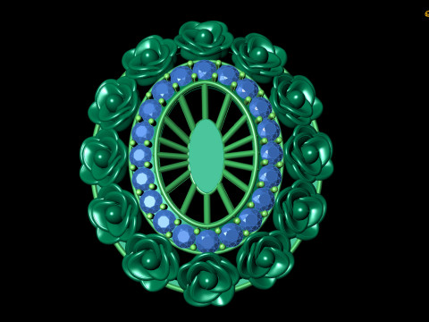Floral Gemstone Pendant Design 3D Modell