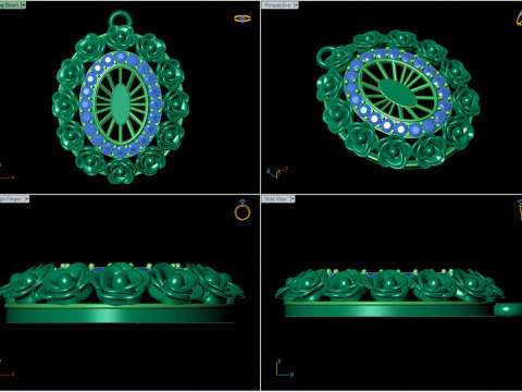 Floral Gemstone Pendant Design 3D Print Model