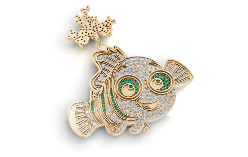 Gemstone Nemo Hip Hop Pendant Modello 3D .c4d .max .obj .3ds .fbx .stl .blend