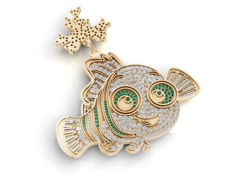 Gemstone Nemo Hip Hop Pendant 3D Modell