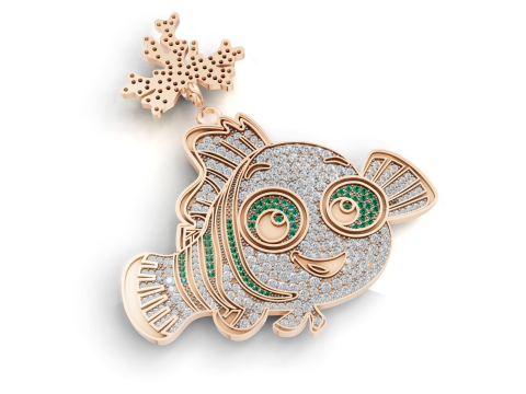 Gemstone Nemo Hip Hop Pendant Modello 3D