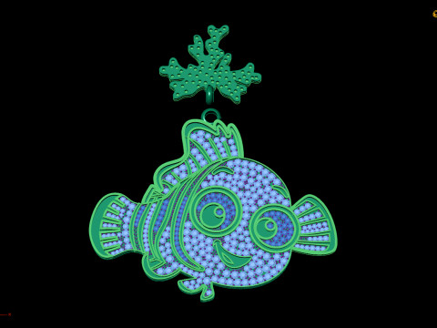 Gemstone Nemo Hip Hop Pendant Modello 3D