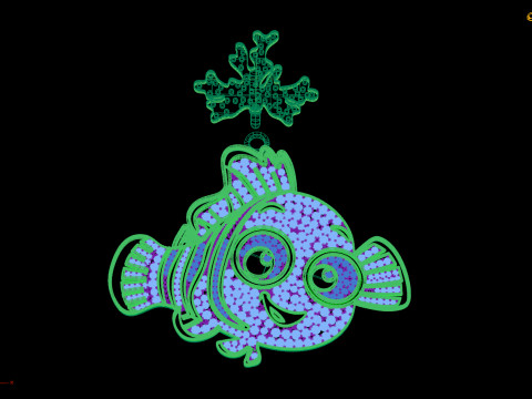 Gemstone Nemo Hip Hop Pendant Modello 3D