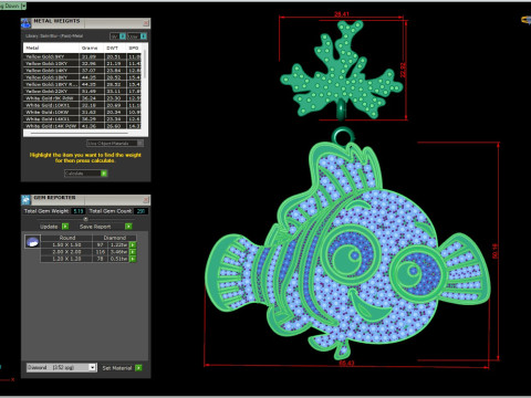 Gemstone Nemo Hip Hop Pendant Modello 3D