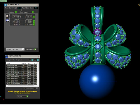 Gemstone Bow Pendant with Pearl Drop 3D Model