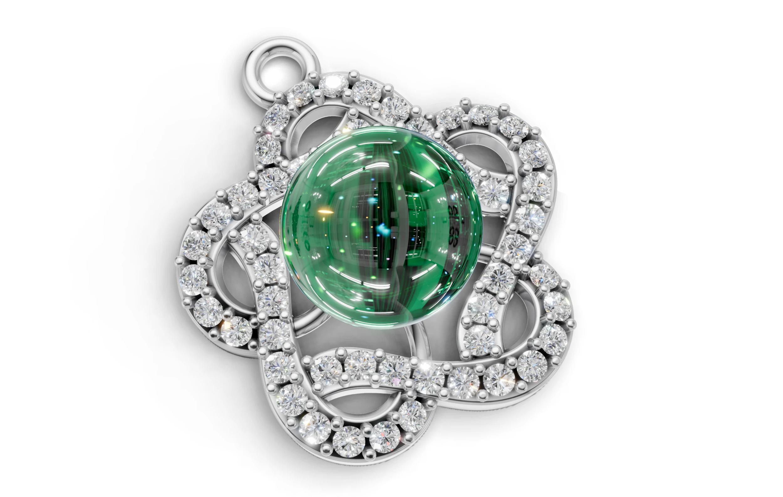 Gemstone Locket with Large Center Pearl 3D Print Model .c4d .max .obj .3ds .fbx .stl .blend 