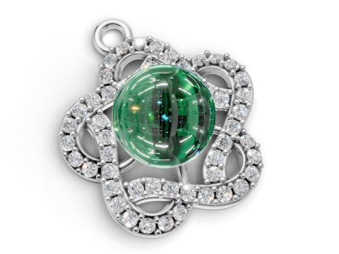 Gemstone Locket with Large Center Pearl Modelo 3D
