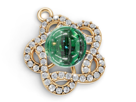 Gemstone Locket with Large Center Pearl 3D Model