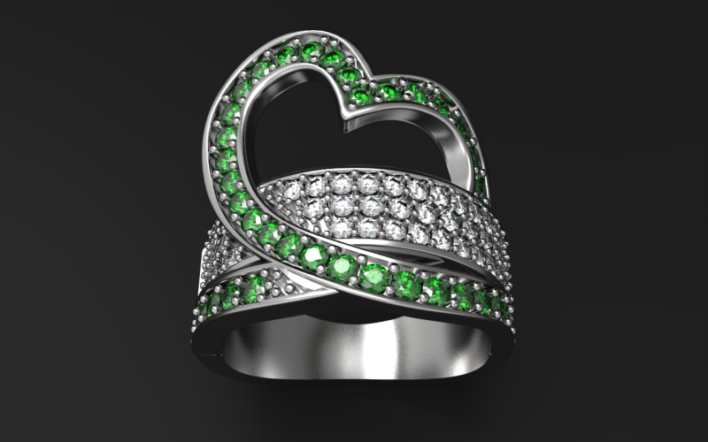 Heart-Shaped Ring STL for Printing Jewelry Modelo 3D .c4d .max .obj .3ds .fbx .stl .blend