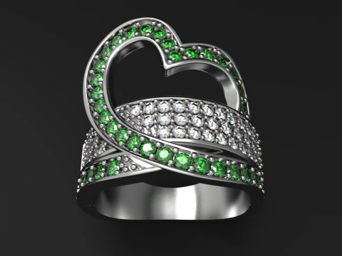 STL Cincin Berbentuk Hati untuk Mencetak Perhiasan Model Cetak 3D