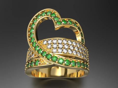 Heart-Shaped Ring STL for Printing Jewelry 3D Print Model
