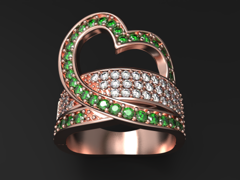 Heart-Shaped Ring STL for Printing Jewelry Modelo 3D