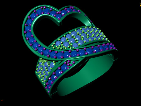 Heart-Shaped Ring STL for Printing Jewelry Modelo 3D