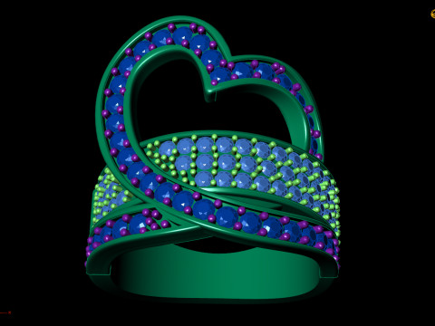 Heart-Shaped Ring STL for Printing Jewelry Modelo 3D