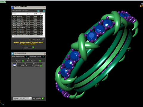 Tiffany Inspired Diamond Band Ring Set Two Sizes Luxury Gold Detailing 3D Model